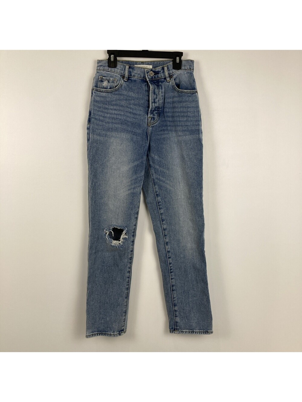 Pacsun Womens Size 24 High Rise Med Wash Button Fly Distressed Straight Jeans